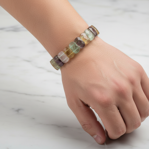 Sarı Florit Doğal Taş Geniş Kesim Bileklik – El İşçiliği