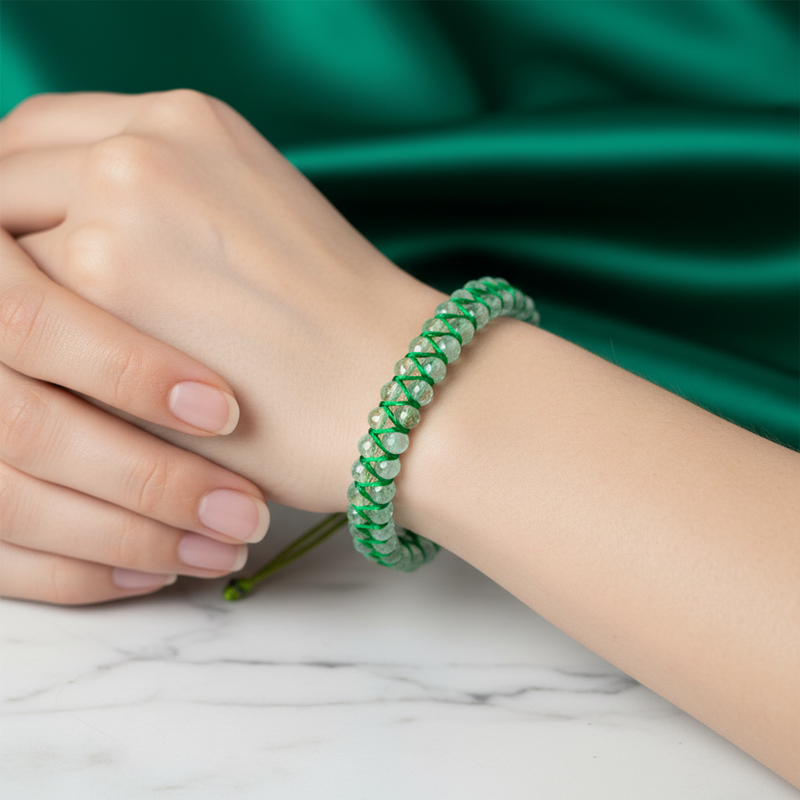 Prehnit 3-4 mm Çift Sıra Doğal Taş Bileklik – Unisex El İşçiliği - Görsel 1 - Safnaturel