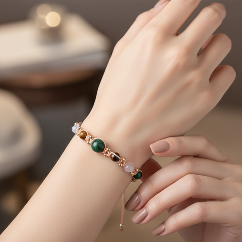 Yengeç Burcu Doğal Taş Makrome Bileklik - Görsel 1 - Safnaturel