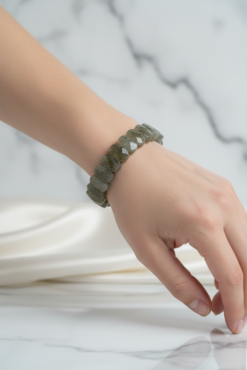 Labradorit Doğal Taş Geniş Kesim Bileklik