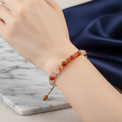 Madagaskar Akiği 6 mm Merdiven Kapama Doğal Taş Bileklik – El İşçiliği