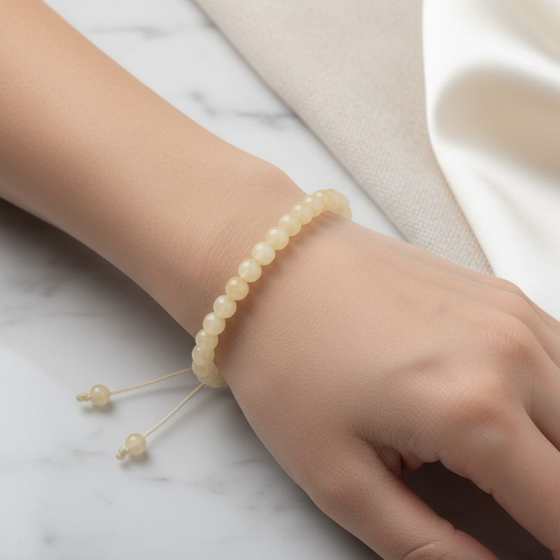 Kalsit 6mm Merdiven Kapama Doğal Taş Bileklik - Görsel 2 - Safnaturel
