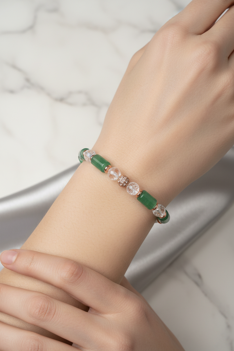 Aventurin, Necef ve Hematit Doğal Taş Bileklik – 6 mm Misinalı, Unisex Şık Tasarım - Görsel 2 - Safnaturel