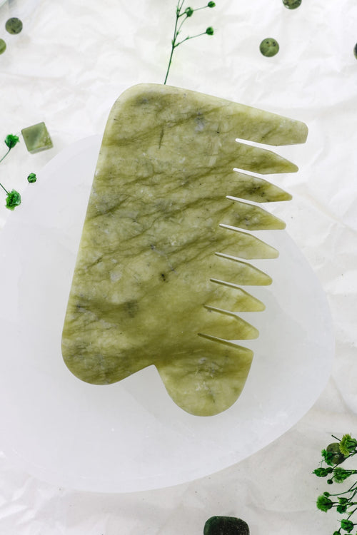 Yeşim Taşı Doğal Taş Gua Sha Tarak