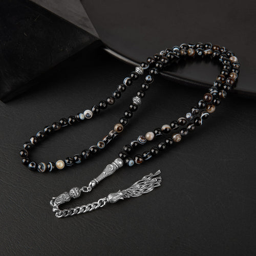 Siyah Göz Akik Doğal Taş Tesbih 99luk - 6mm