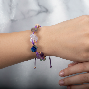 Yay Burcu Doğal Taş Makrome Bileklik – Ametist, Jasper, Kalsedon, Labradorit, Lapis Lazuli, Mavi Apatit, Yeşil Aventurin – Özel Tasarım - Görsel 1 - Safnaturel
