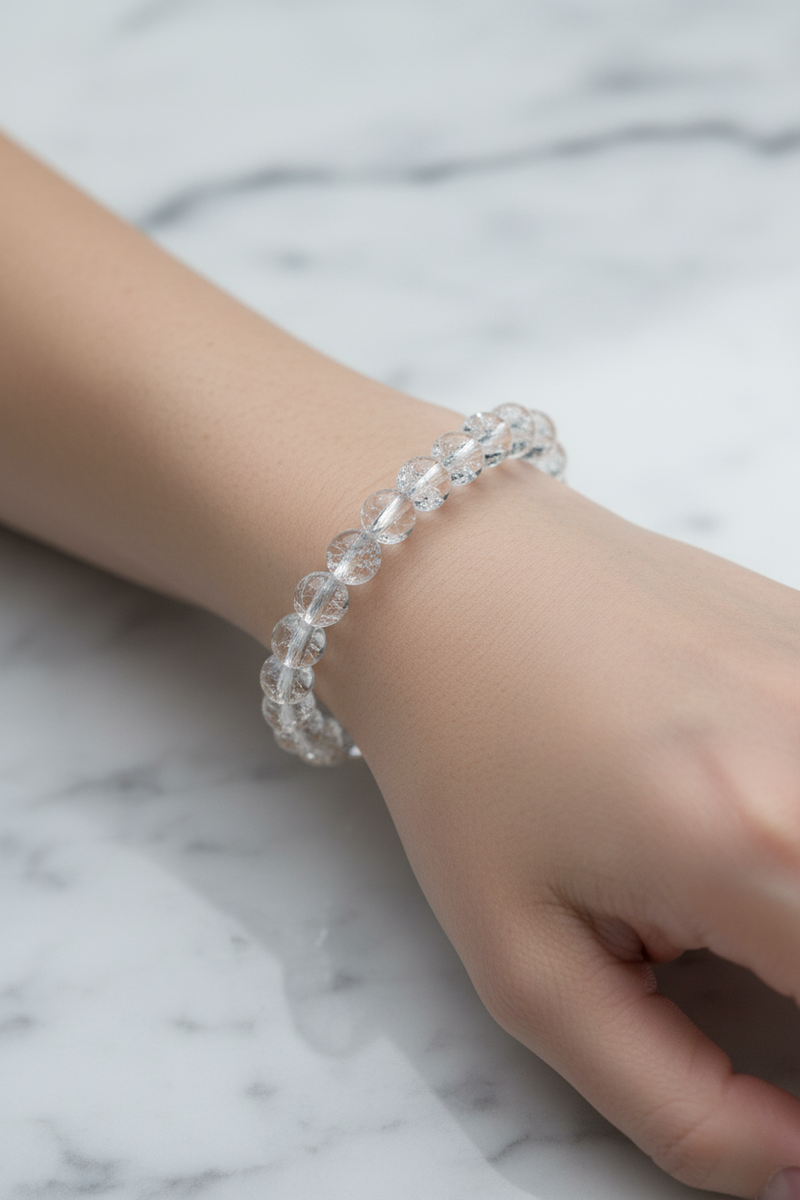 Kristal Kuvars 6mm Doğal Taş Bileklik - Görsel 2 - Safnaturel