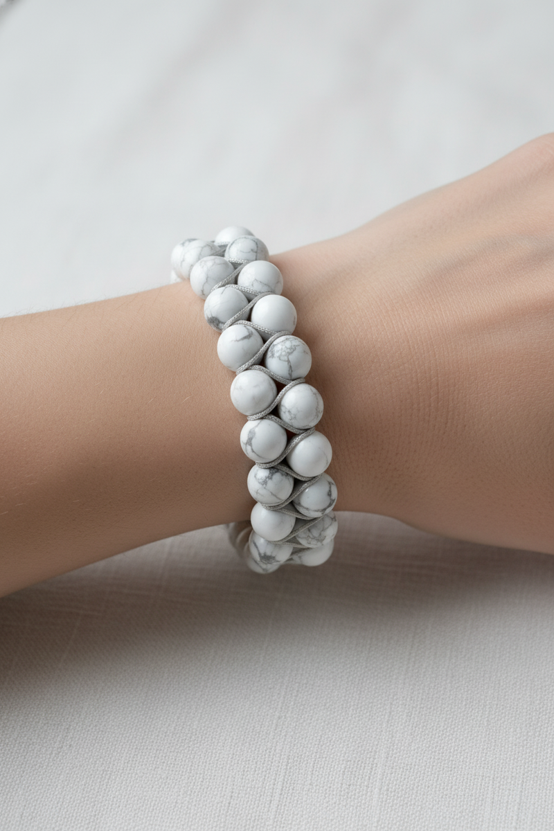 Havlit 8mm Çift Sıra Makrome Doğal Taş Bileklik - Görsel 2 - Safnaturel