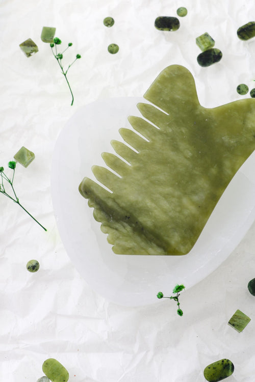 Yeşim Taşı Doğal Taş Gua Sha Tarak