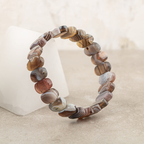 Botswana Akiği Doğal Taş Geniş Kesim Bileklik