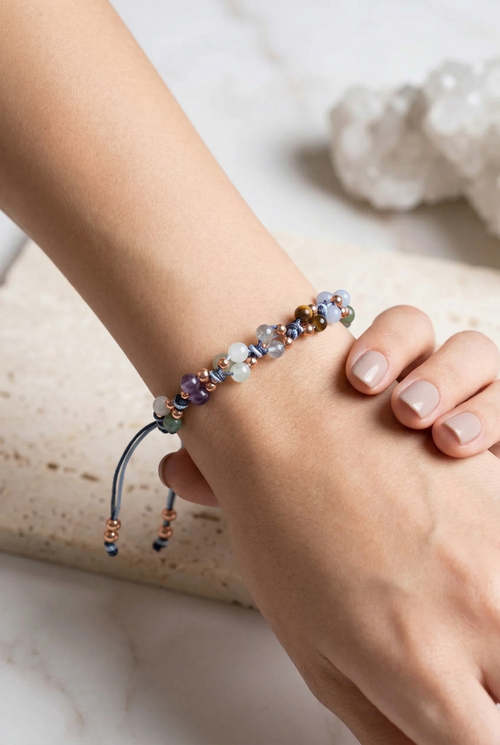 Sertifikalı Doğaltaş Makrome Bileklik – Kova Burcu - Görsel 1 - Safnaturel