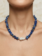 Lapis Lazuli & İnci Doğaltaş Kolye - Safnaturel