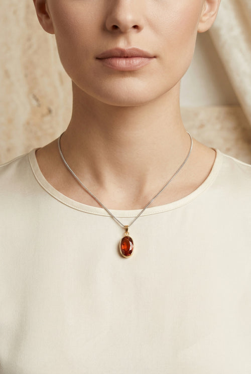 Garnet Doğaltaş 925 Ayar Gümüş Kolye - Görsel 1 - Safnaturel