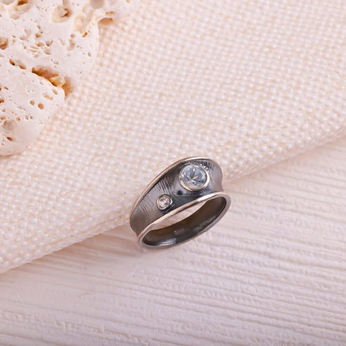 Sertifikalı Akuamarin 925 Ayar Gümüş Yüzük (SK:555)