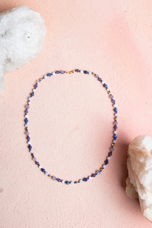 Sertifikalı Kova Burcu Gümüş Yıldızlı Doğal Taş Kolye