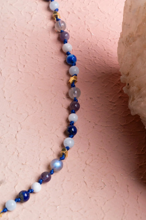 Sertifikalı Kova Burcu Gümüş Yıldızlı Doğal Taş Kolye