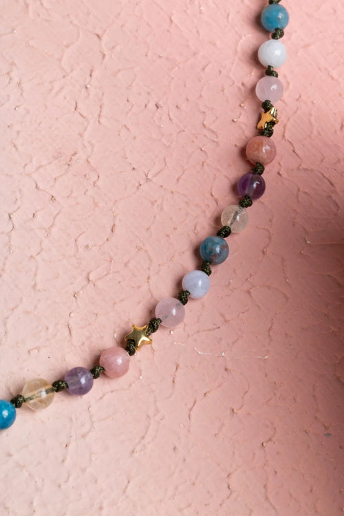 Sertifikalı Boğa Burcu Gümüş Yıldızlı Doğal Taş Kolye