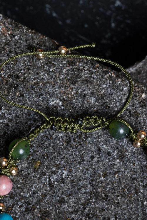 Sertifikalı Boğa Burcu Doğal Taş Makrome Bileklik