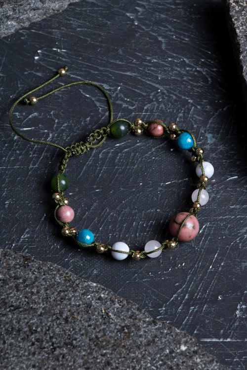 Sertifikalı Boğa Burcu Doğal Taş Makrome Bileklik