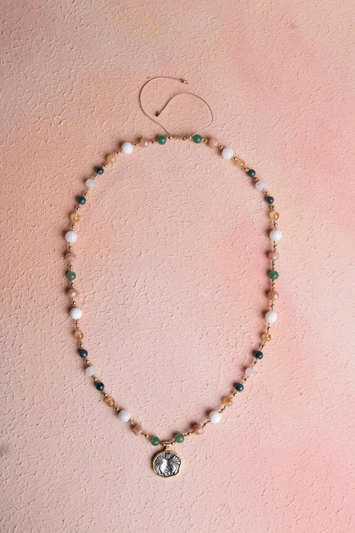 Sertifikalı İkizler Burcu Doğal Taş Makrome Kolye