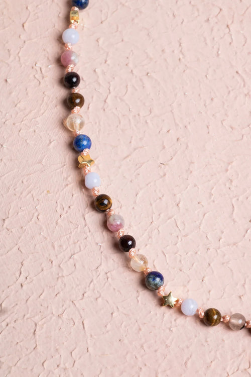 Sertifikalı Aslan Burcu Gümüş Yıldızlı Doğal Taş Kolye