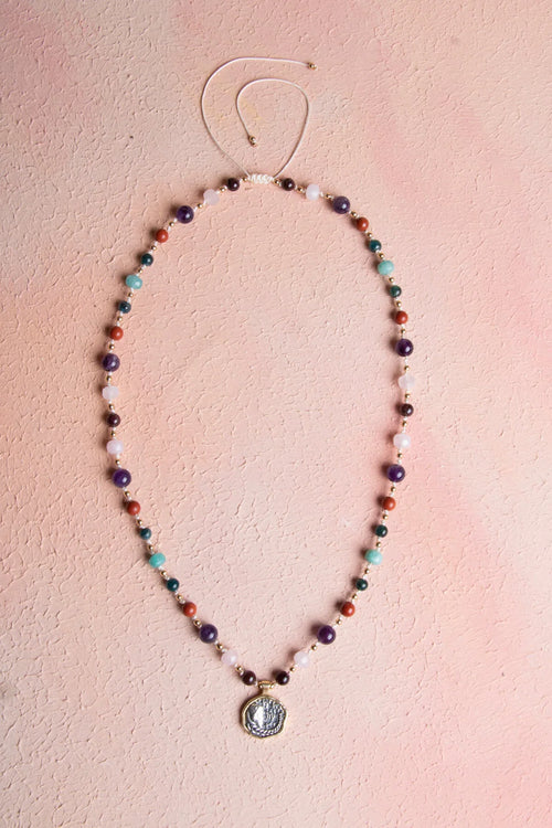 Sertifikalı Başak Burcu Doğal Taş Makrome Kolye