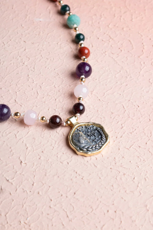 Sertifikalı Başak Burcu Doğal Taş Makrome Kolye