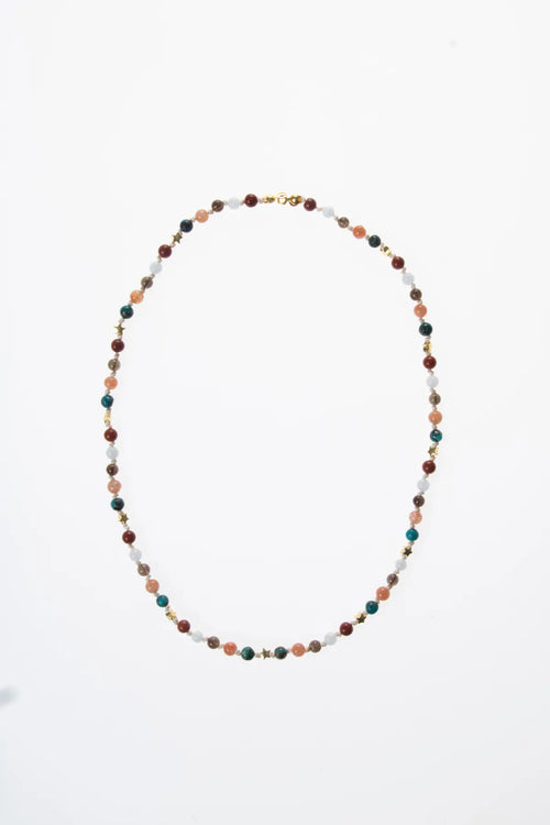 Sertifikalı Başak Burcu Gümüş Yıldızlı Doğal Taş Kolye