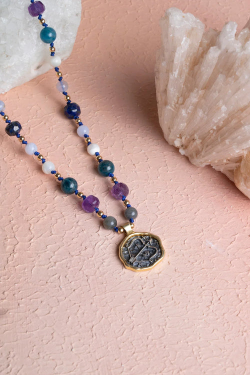 Sertifikalı Yay Burcu Doğal Taş Makrome Kolye