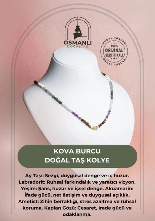 Sertifikalı Kova Burcu Doğal Taş Kolye