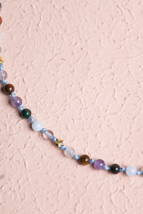 Sertifikalı Balık Burcu Gümüş Yıldızlı Doğal Taş Kolye