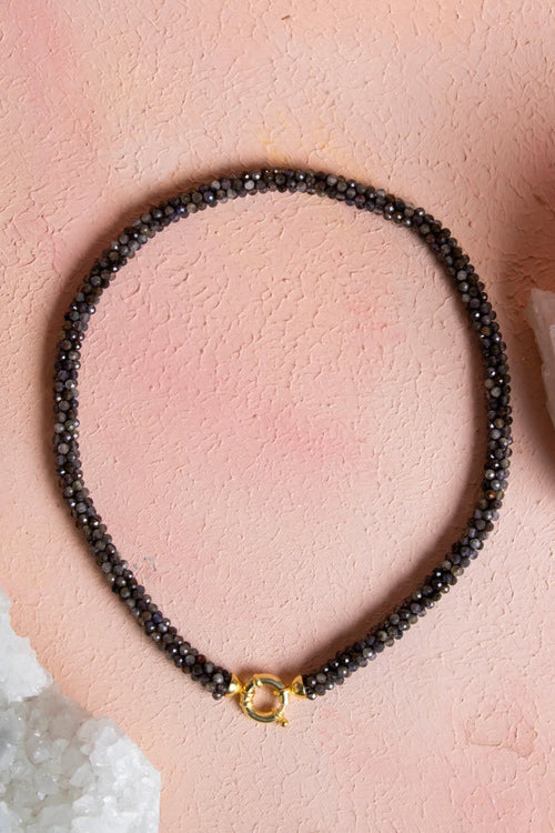 Sertifikalı El İşçiliği Örme Labradorit Gümüş Kapama Doğaltaş Kolye