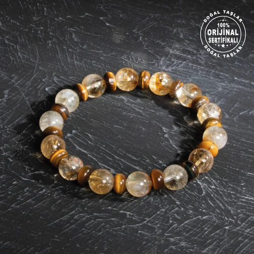 Sertifikalı Sitrin – Kaplan Gözü Doğaltaş Bileklik