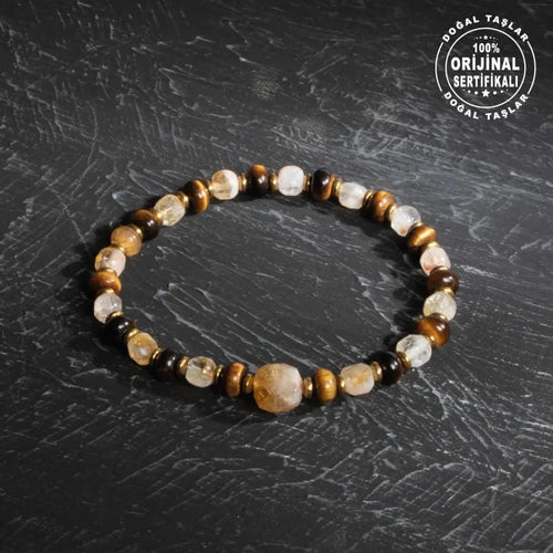 Sertifikalı Kaplan Gözü – Sitrin Doğaltaş Bileklik