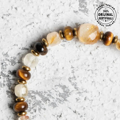 Sertifikalı Kaplan Gözü – Sitrin Doğaltaş Bileklik