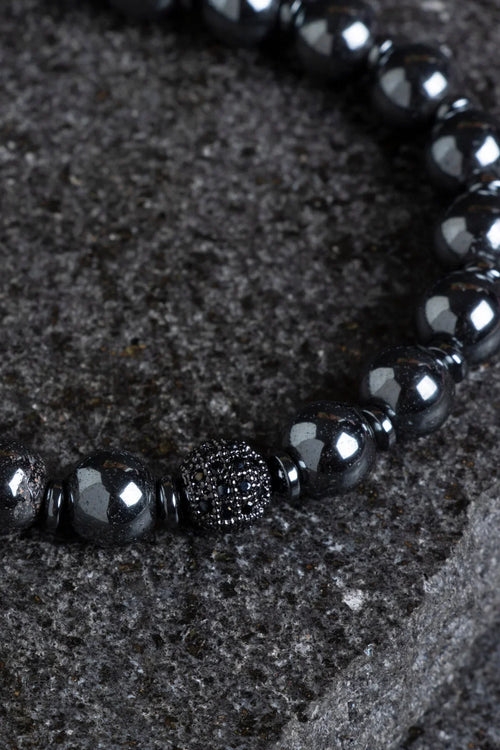 Sertifikalı Hematit Zirkon Aparatlı Doğaltaş Makrome Bileklik