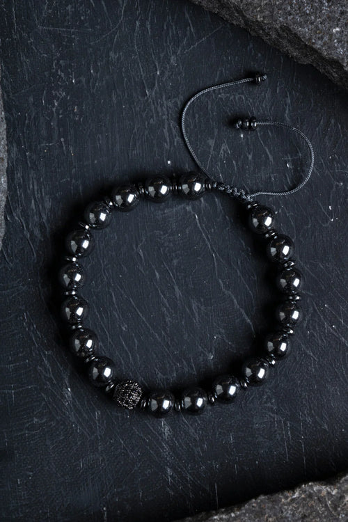Sertifikalı Hematit Zirkon Aparatlı Doğaltaş Makrome Bileklik