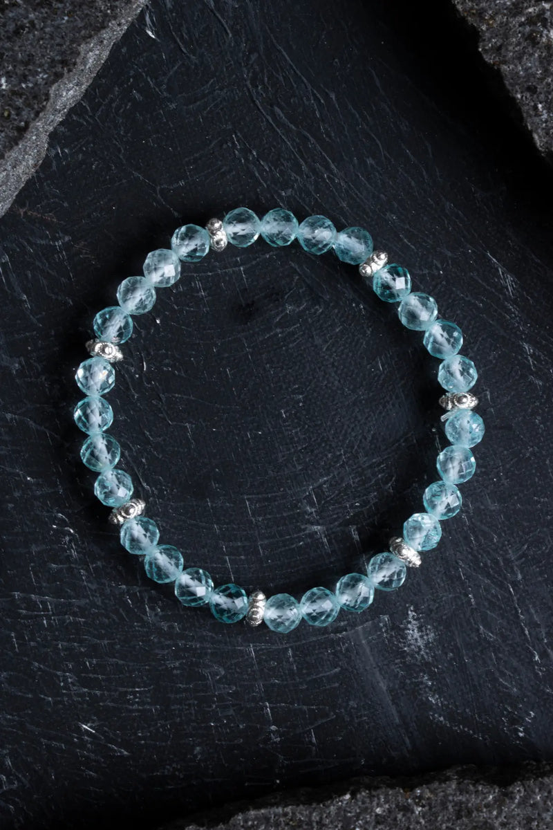 Sertifikalı Topaz Gümüş Aparatlı 6 mm Doğaltaş Bileklik - Görsel 1 - Safnaturel