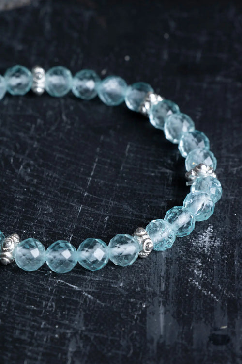 Sertifikalı Topaz Gümüş Aparatlı 6 mm Doğaltaş Bileklik