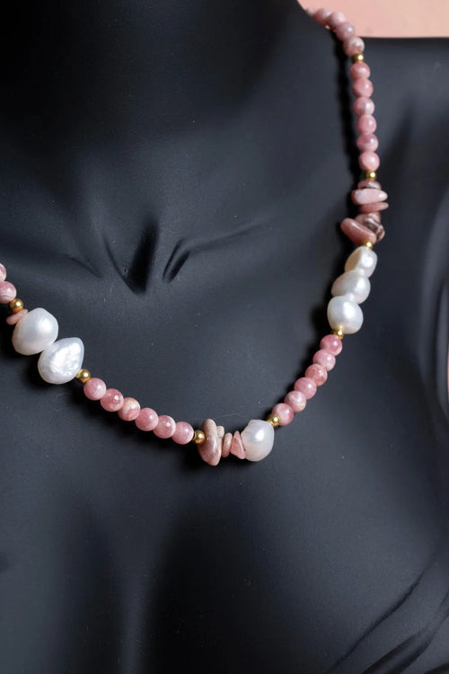 Sertifikalı İnci – Rodokrozit – Hematit Doğaltaş Kolye - Görsel 5 - Safnaturel