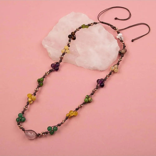 Anne Kolye Doğal Taş Rodonit-Selenit-Hematit-Kalsit-Kaplan Gözü-Sitrin-Ametist-Yeşim-Kehribar-Aventurin-Kristal Kuvars-Zebercet-Pembe Kuvars