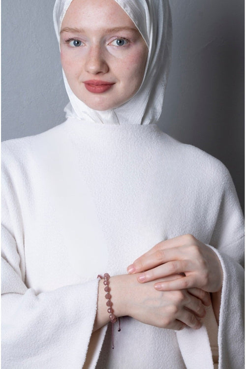 Sertifikalı Çilek Kuvars Elmas Kesim Fasetli  Gümüş Kapama Doğal Taş Bileklik-8mm (SK:409)