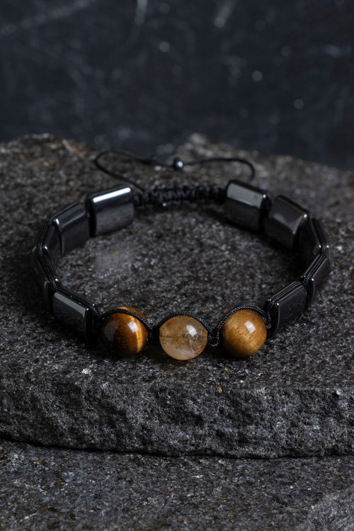 Sertifikalı Kaplan Gözü – Hematit Doğaltaş Makrome Bileklik