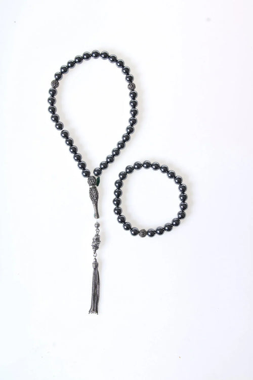 Sertifikalı Trehartz 925 Ayar Gümüş 8 mm İmameli Tesbih & Bileklik Seti