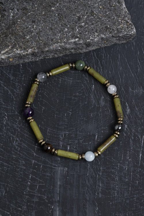 Sertifikalı Yeşim, Labradorit ve Koruyucu Doğal Taş Bileklik