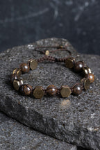 Sertifikalı Amazonit – Hematit 8 mm Doğaltaş Makrome Bileklik