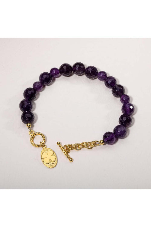 Sertifikalı Ametist Gümüş Aparatlı Doğaltaş Bileklik