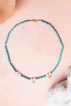 Sertifikalı Turkuaz, Ay Taşı Gümüş Aparatlı Doğal Taş Kolye