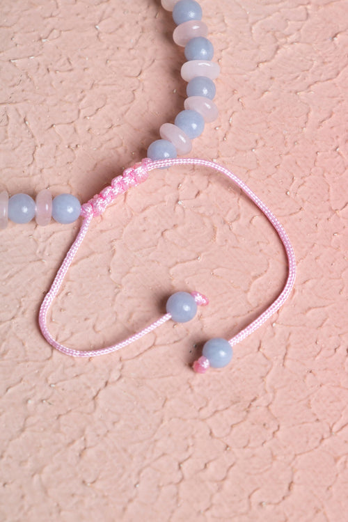 Sertifikalı Anjelit – Pembe Kuvars Doğaltaş Makrome Bileklik