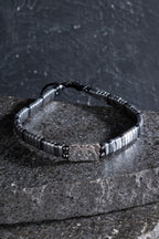 Sertifikalı Çift Başlı Selçuklu Kartal Gümüş Aparatlı Hematit Doğal Taş Makrome Bileklik